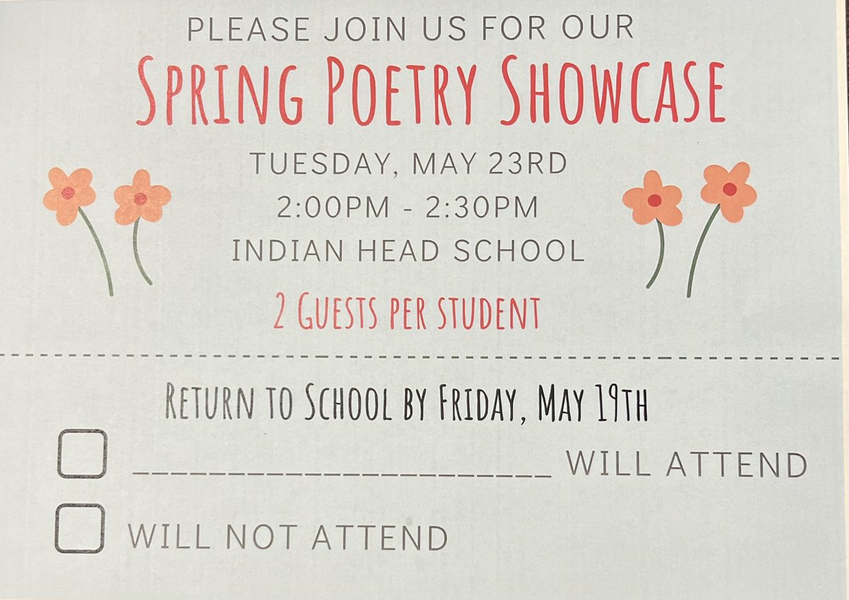 We are excited for the Indian Head grade 3 poetry showcase.