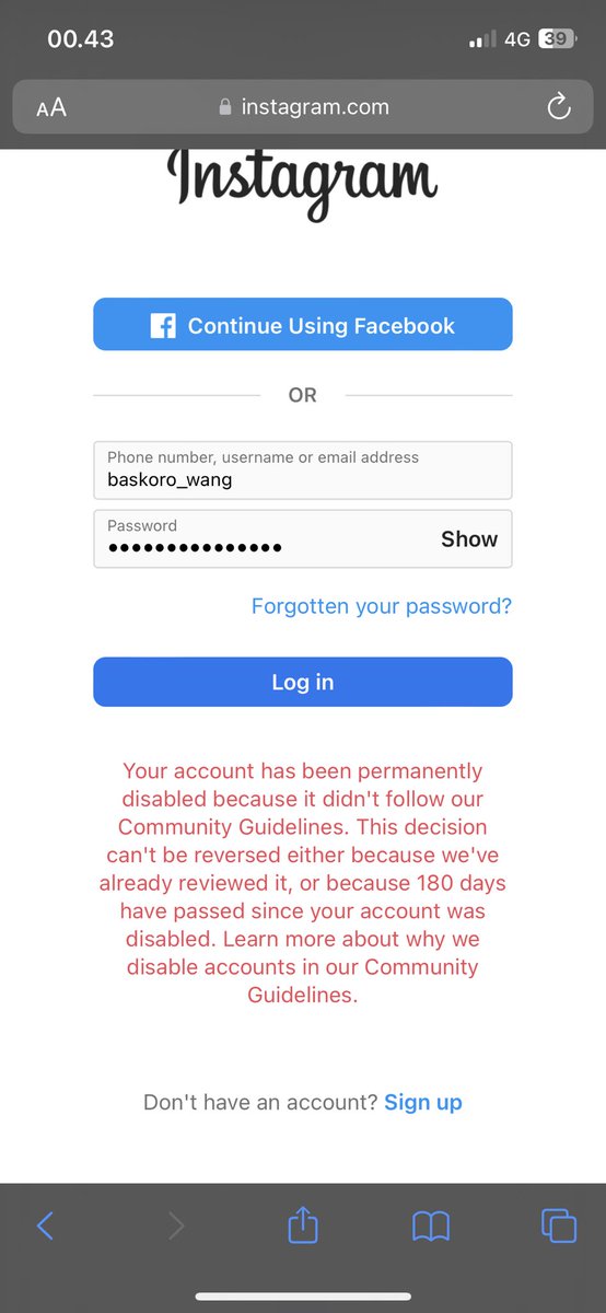 baskoro_wang's tweet photo. return my account which you disabled forever with the username "baskoro wang" my email: bass_arief@yahoo.co.id unreasonable policy! what is a human right? Unfollow anyone suddenly my account got deactivated permanently. is that you call a human?  @instagram @Meta https://t.co/YuFbYNN2Ma