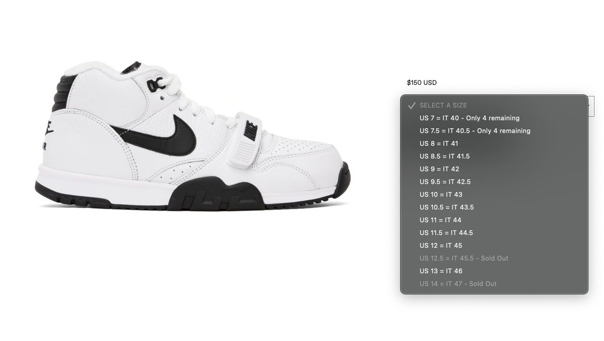 snkr_twitr's tweet photo. AD: Nike Air Trainer 1 'White/Black' on SSENSE

Shop -> https://t.co/Zu3mzOa9dg https://t.co/Pya1BAXwGw