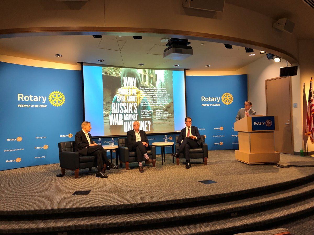 jkeyser1's tweet photo. In a milestone for @Rotary magazine’s podcast, we held our first taping in front of a live audience. Thanks to everyone who came out to hear @IvoHDaalder and @JohnHewko discuss the war in #Ukraine and the humanitarian response. https://t.co/ukDaCqPvvs https://t.co/wgKE0leyy8