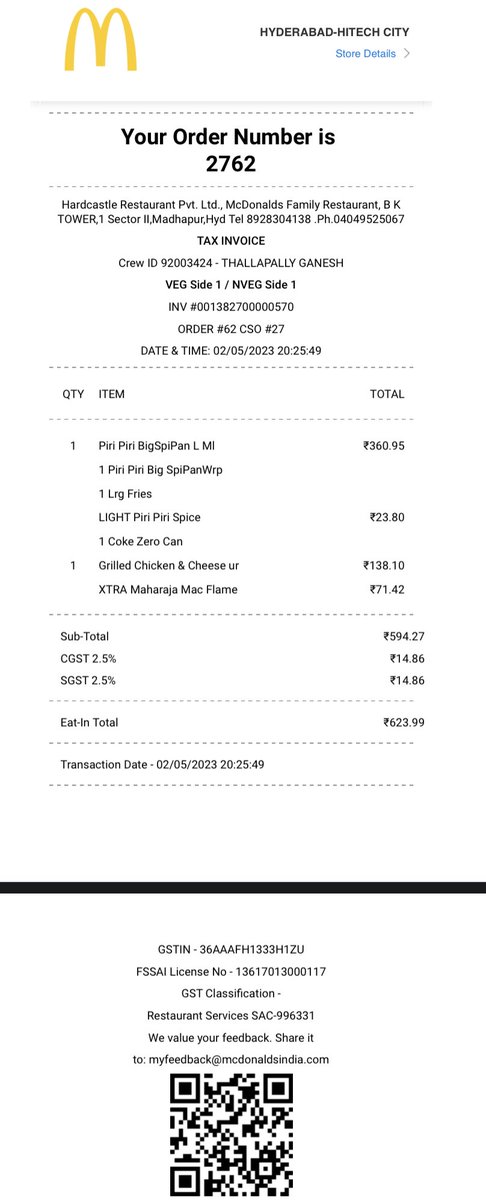 MPyadav07's tweet photo. @mcdonaldsindia It doesn’t matter if you serve Non Veg instead of Veg..I ordered paneer Wrap they served me chicken wrap.I had some bite and realised it was chicken. Iam Very unhappy with your service.Iam psychologically and mentally Disturbed because of that.😔please take action https://t.co/zGAjUDaRiW