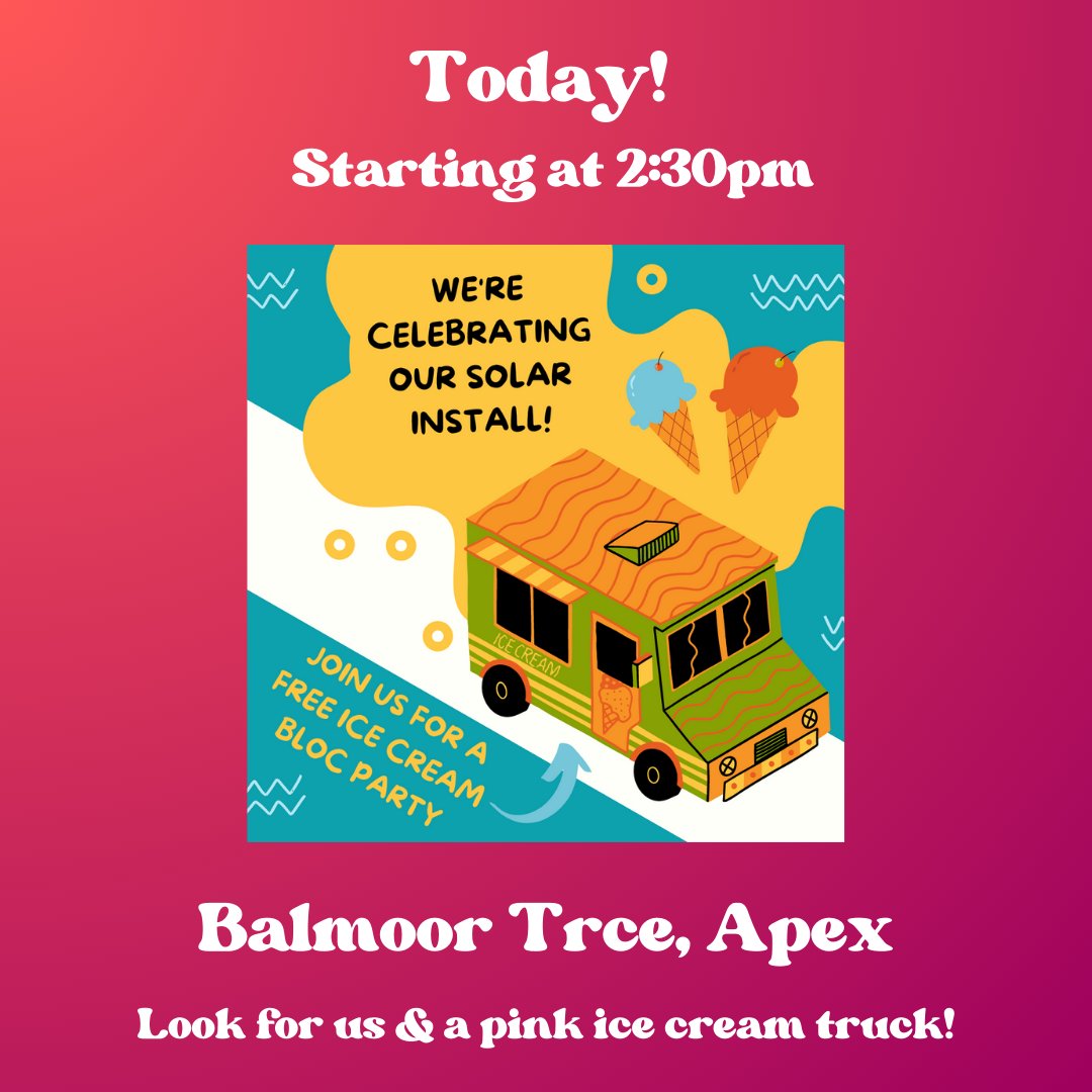 Apex! We're heading your way with FREE ice cream. Spread the word with your friends and neighbors! With a sweet treat in hand, you can watch the solar install in action. Our crew will be there to answer all of your solar questions.