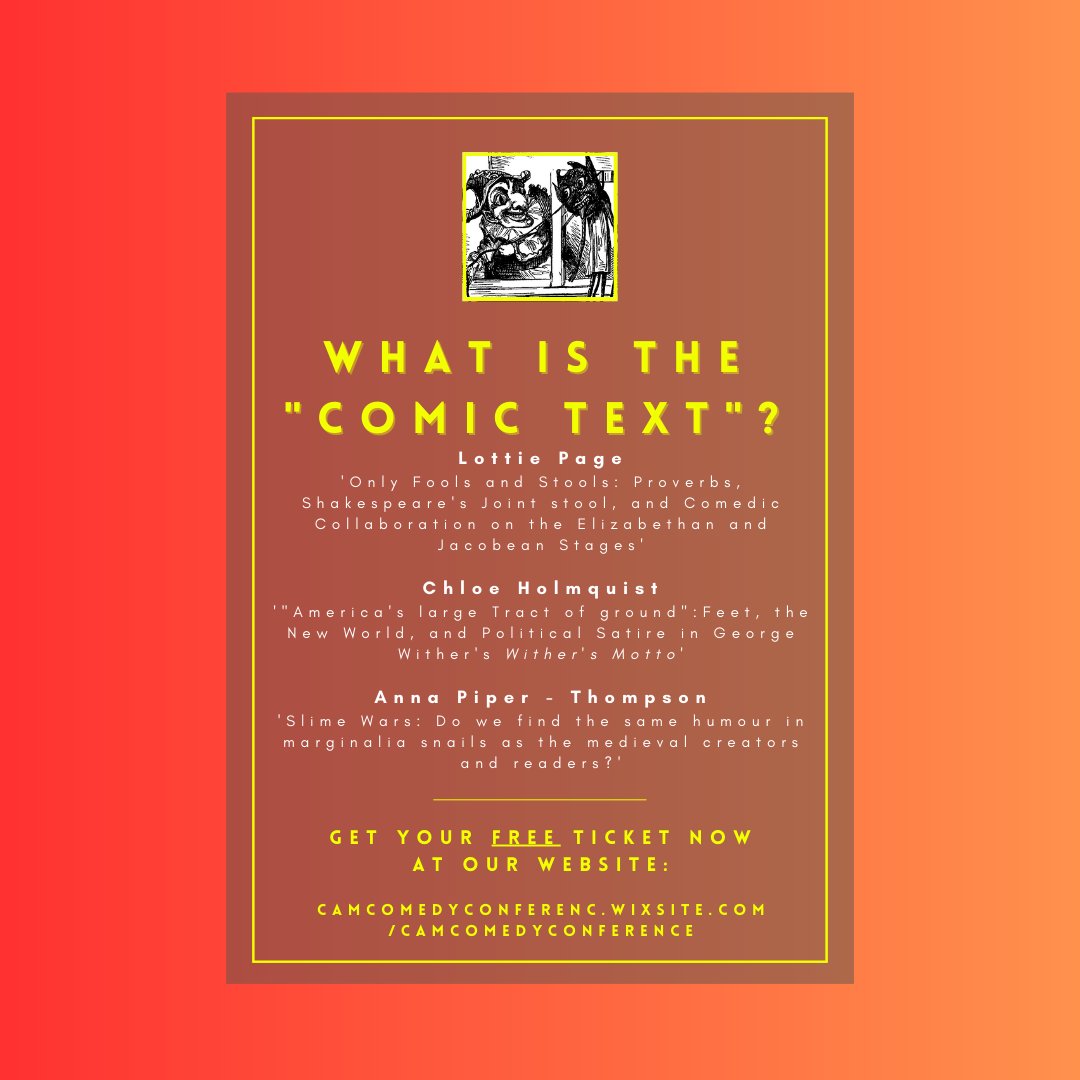 camcomedycon23's tweet photo. Finally, our panel on "What is the Comic Text?" — what happens at the intersections of authorial script and performer improvisation, or text and emblem, or manuscripts and marginalia (if those marginalia are snails)?

FREE tickets for #camcomedyconference: https://t.co/GxjzHvPWQU https://t.co/XBBFfbzA0Q
