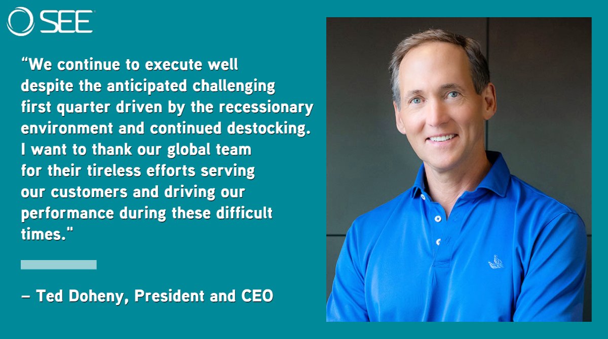 Sealed_Air's tweet photo. Today President and CEO Ted Doheny shared our Q1 2023 financial results. We continue to focus on creating value as a market-driven, customer-first, solutions company powered by automation, digital and sustainable packaging solutions. https://t.co/eF0x6bzSmP https://t.co/B33bAYSGmQ