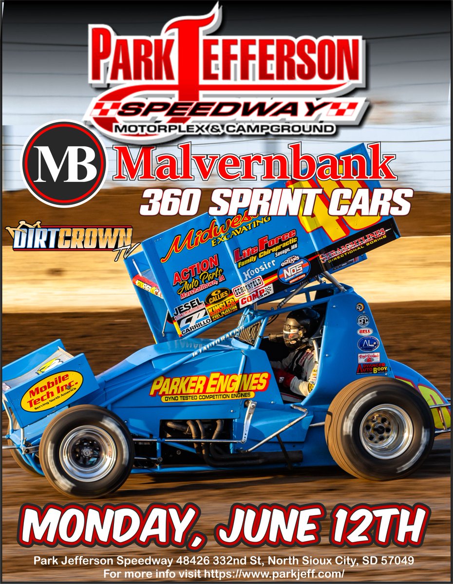 MB360SprintSeries (@mb360sprints) on Twitter photo We are 5 weeks away from heading North to <a href="/ParkJeffersonSD/">Trent Adams</a> for the Malvern Bank 360 Sprint Series! Our first of two Monday night shows here in 2023, which will also be live on DirtCrownTV! Drivers, pre-entry is open at slmrseries.com/driver-info/sp…! We are 5 weeks away from heading North to <a href="/ParkJeffersonSD/">Trent Adams</a> for the Malvern Bank 360 Sprint Series! Our first of two Monday night shows here in 2023, which will also be live on DirtCrownTV! Drivers, pre-entry is open at slmrseries.com/driver-info/sp…!