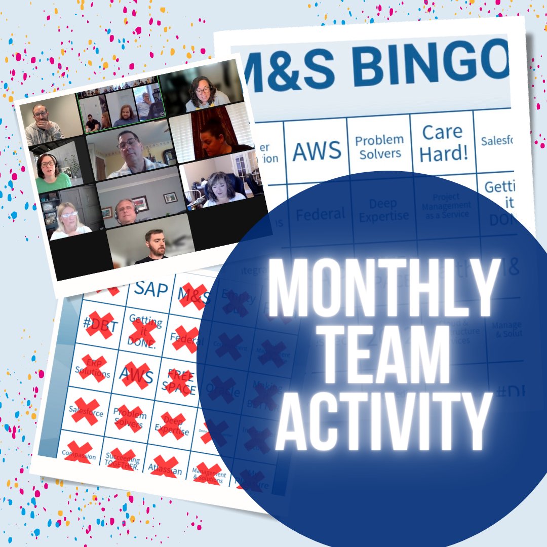 Each month we get together for an activity to have fun and help build relationships across our remote and in-office teams. This month it was M&S themed Bingo. 🎉 Congrats to Alison, Traci, Drew, and Harinath on their winning cards. 🎉 ⁠ #DoneBetterTogether #Bingo #TeamActivity