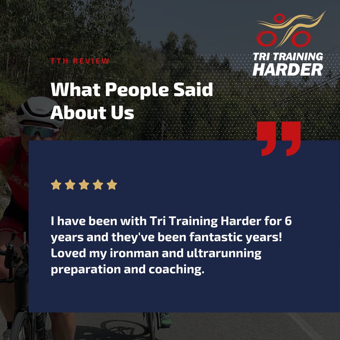 Thank you for the feedback 🙂

"I have been with Tri Training Harder for 6 years and they've been fantastic years! Loved my ironman and ultrarunning preparation and coaching"

Will you be signing up in 2023?
🔗 Link In Bio For TTH Coaching Services: bit.ly/3yDuChu