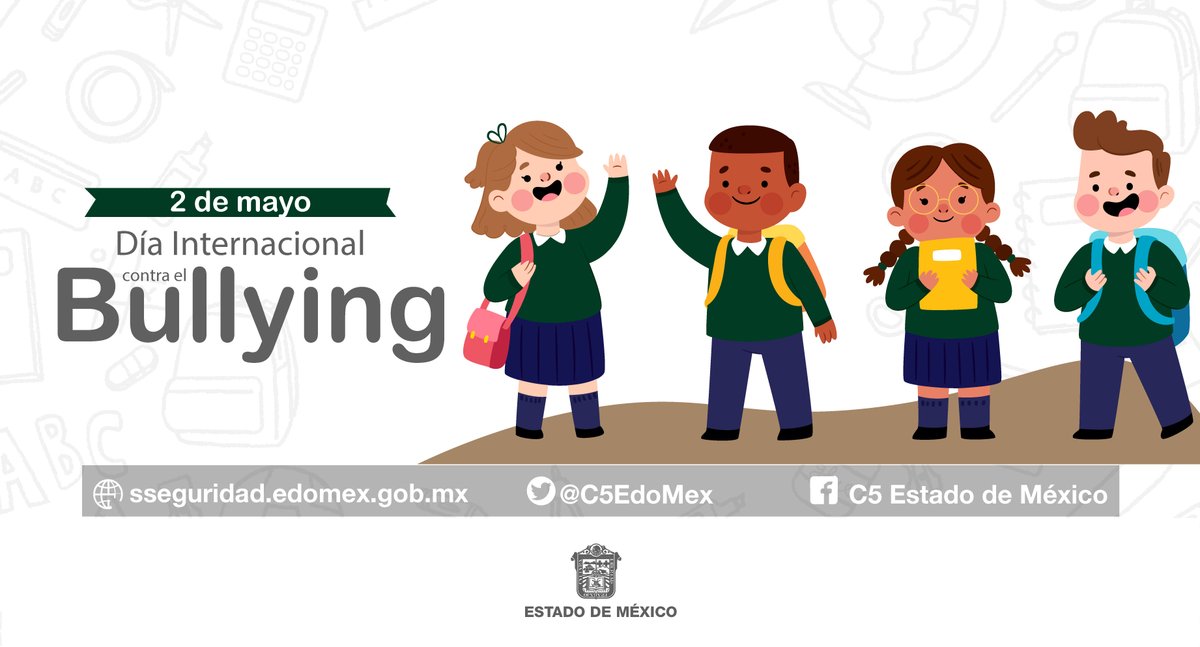 C5Edomex's tweet photo. La @SS_Edomex y el @C5Edomex te invitan a reflexionar este #DíaInternacionalContraElBullying  para concientizar a los padres, jóvenes y niñas/niños de la importancia de prevenir 🖐️ el acoso escolar 🏫. 

Si eres víctima podemos ayudarte a través de las líneas ☎️9⃣1⃣1⃣ y 0⃣8⃣9⃣. https://t.co/ZNeCzsRF0o