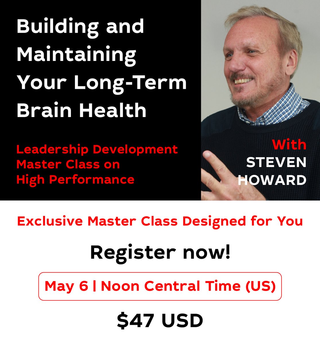 stevenbhoward's tweet photo. Want to learn how to protect the long-term health of your brain?

Join me on Saturday for a 1-hour webinar at Noon (Central). Click the link to register: 

https://t.co/Z4Ism8OFrM 

#brainhealth #brainhealthmatters #HealthyLiving #healthylifestyle https://t.co/OLVMb3ZXKo