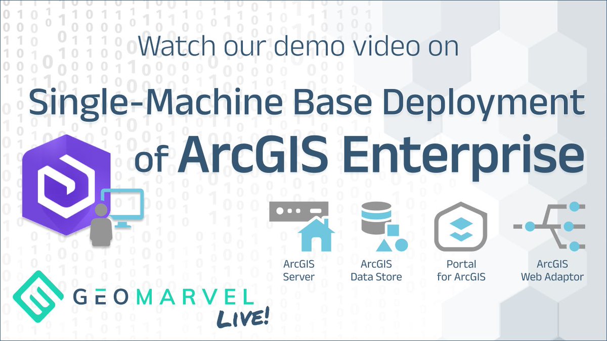 geomarvel's tweet photo. We’re excited to bring you another #GeoMarvelLive demo! Follow along as our Enterprise #SolutionsEngineer walks you through the process of deploying #ArcGISEnterprise on a #singlemachine. Explore our video and blog for all the details: https://t.co/K9NUeinxdX
#LearnArcGIS #GIS https://t.co/Fh30Zh37kX