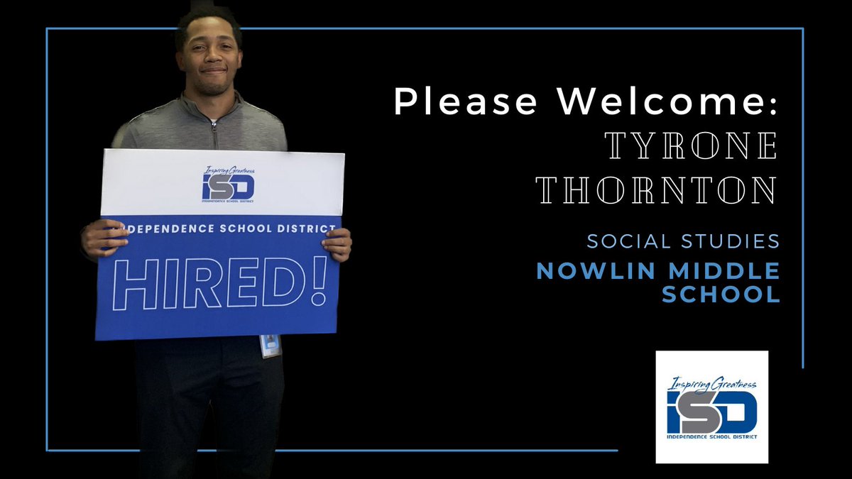 Tuesday Tea on ISD: Join us in welcoming one of our New Hires for the '23-24 school year; Tyrone Thornton #isdstrong