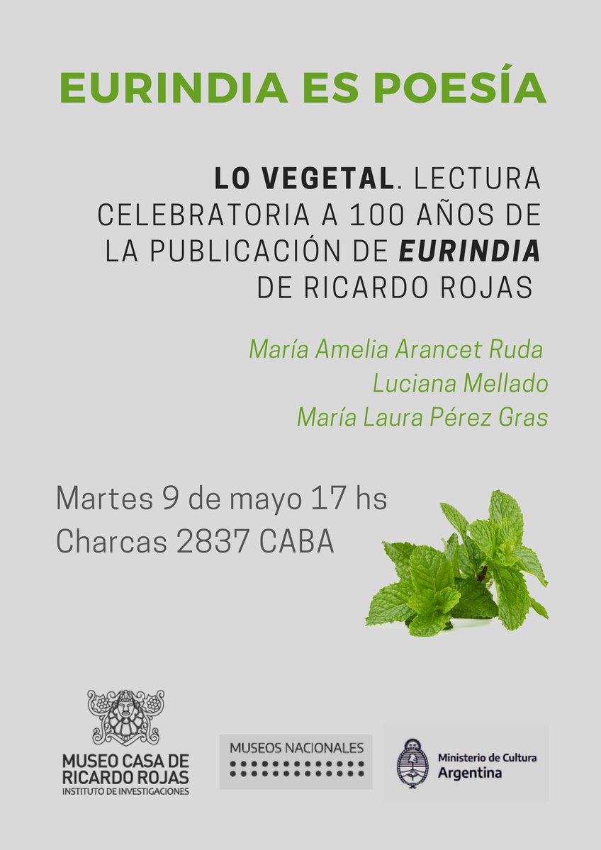 Lectura de poemas y charla introductoria en torno al centenario de la publicación de Eurindia (1924).
Más información museorojas.cultura.gob.ar/actividad/euri…