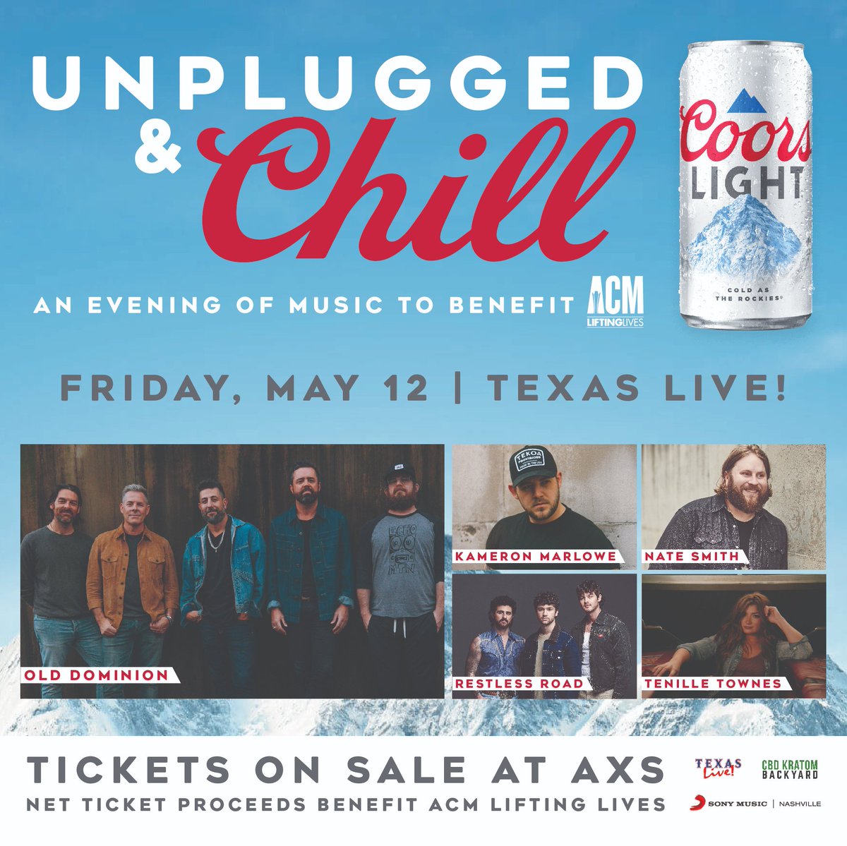 TEXAS! Can't wait to see you for a @coorslight Unplugged & Chill evening to benefit @acmliftinglives at @tx_live! Get tickets: axs.com/events/482345/…