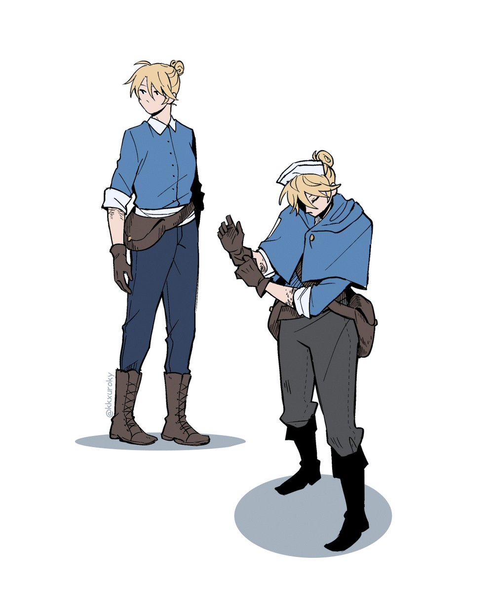 gloves boots blonde hair pants white background hair bun shirt  illustration images