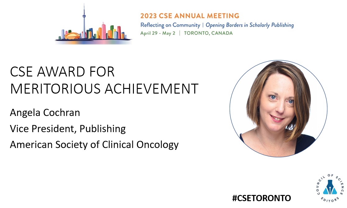 CScienceEditors's tweet photo. CSE is proud to recognize @acochran12733 as the recipient of the Meritorious Achievement Award #CSEToronto https://t.co/eTaJcScmk9