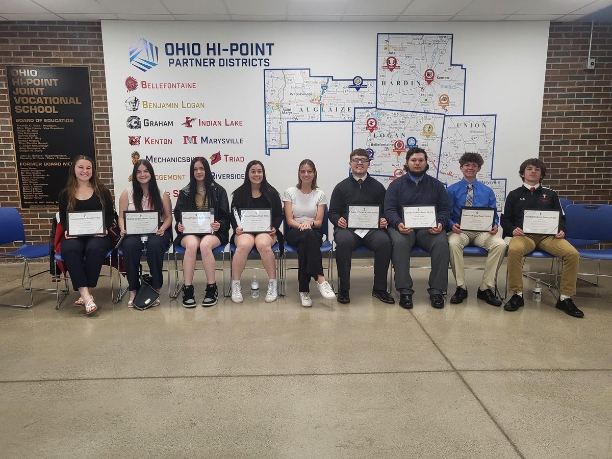 TriadDECA's tweet photo. Congrats to the Triad DECA members that were inducted into the National Technical Honor Society at Ohio Hi-Point Career Center today.  NTHS is the highest academic accomplishment for a student also studying Career Technical Education. https://t.co/vNNbKBbX7B