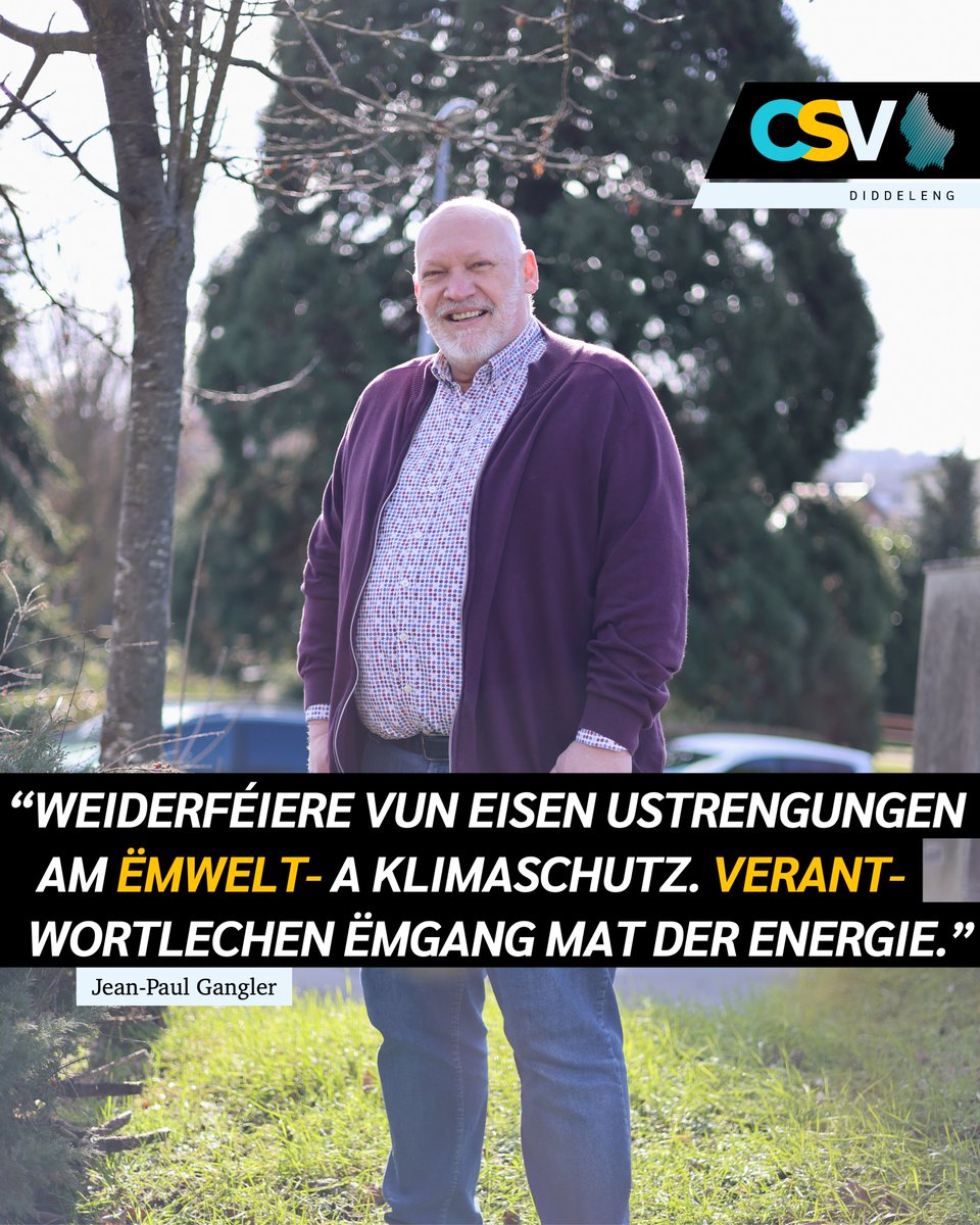 CSVDiddeleng's tweet photo. Haut stellen mir iech den Jean-Paul GANGLER vir. Mat engem verantwortlechen Message!
MÉI NO. MÉI DIDDELENG. MÉI BEWEEGEN.
#csvdiddeleng #gemengenwalen2023 #echkawielen #jepeuxvoter #ichkannwaehlen #icanvote https://t.co/nyZLc4isM7