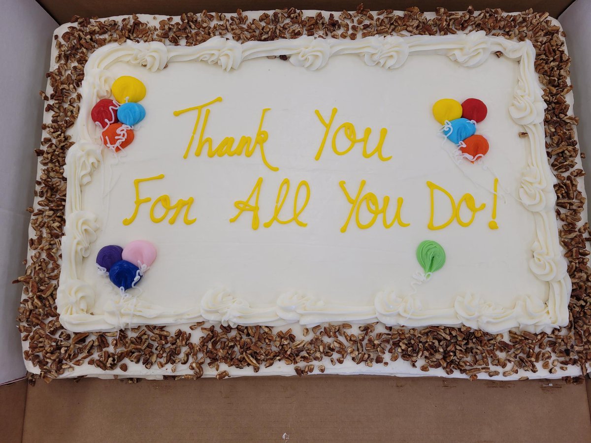 Thanks so much to Wright Gourmet House Bakery for donating two beautiful Teacher Appreciation Week cakes to Mendenhall! Yum!