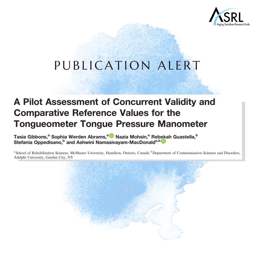 AgingSwallowLab's tweet photo. This pilot study, by McMaster University speech-language pathology graduate student Tasia Gibbons and our Aging Swallow Research Lab, investigates the validity of the @Tongueometer tongue pressure manometer! Swipe through to read more. https://t.co/Av2Jqcafww