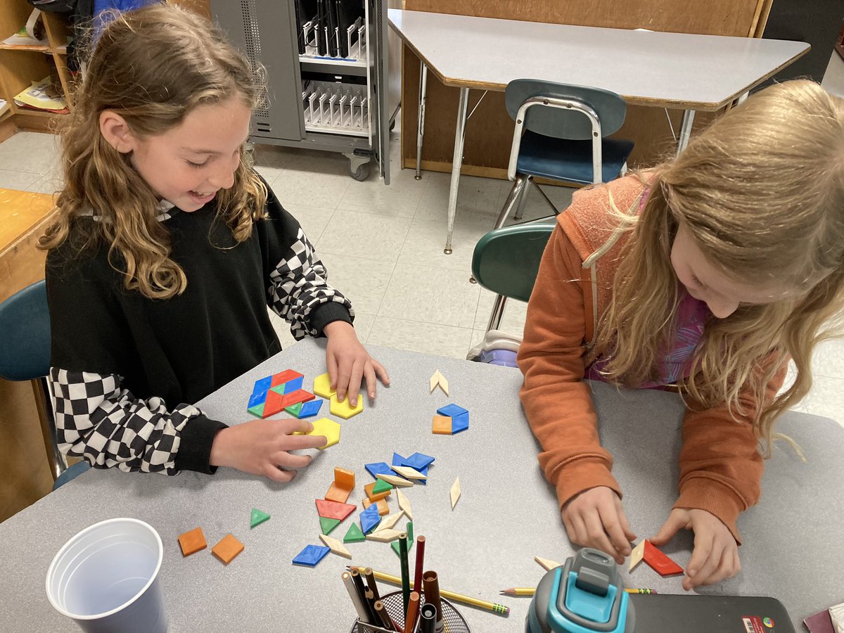 Had a fun math exploration today to figure out how we could use pattern blocks to measure angles today! #math @FredMillerHPS @MontessoriHPS