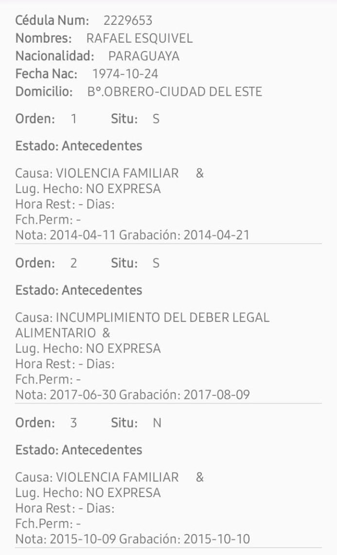 bachinunezpy's tweet photo. Mi voto será por el rechazo al Juramento de Rafael Esquivel “Mbururu” de este personaje violento , abusador infantil , maltratador de mujeres, invasor de propiedades privadas ,que además no cumple con pensión alimentaria y probable homicida https://t.co/NQPOwtDBNN