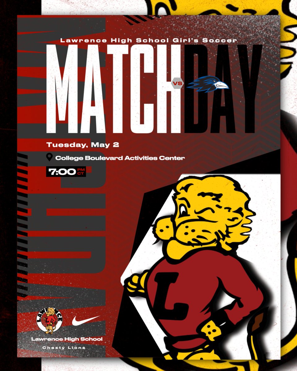 LawHS_Athletics's tweet photo. Soccer Game Day!
📍 CBAC
⏰ 5:00 and 7:00 pm
🎟 $7 and $5
🆚 Olathe Northwest
https://t.co/g4LWyI4OzO
https://t.co/Qq1MYffL0o
🦁 ⚽️ 🌻
#GoChestyLions #Finish #LionTrained https://t.co/fLJZLv8odR