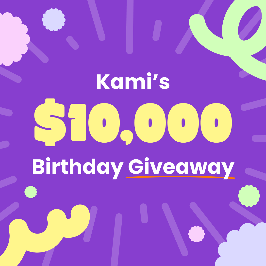 KamiApp's tweet photo. It's our 10th Birthday! For the last 10 years, you’ve brought a little Kami magic into your classrooms, so now we’re giving a little magic back with our $10K birthday giveaway. Check out the link below for more deets 👉 https://t.co/sF09GynKpT #KamiTurns10 https://t.co/gJxXcMECxA