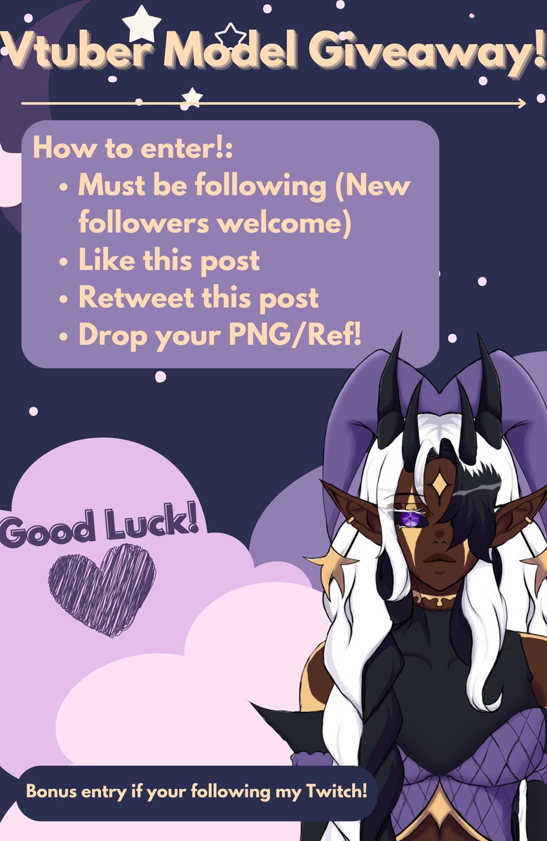 NighTTimeAlien's tweet photo. ★🌌Thigh-Up Model Giveaway🌌★
★Must Be following!
★Like + Retweet the post
★Drop your PNG
★Follow my twitch and comment your user!
Option for me to rig the model is open there but heads up I'm no professional!
Ends May 23 5pm EST
#vtubermodelgiveaway https://t.co/JNqNCXK6Xc