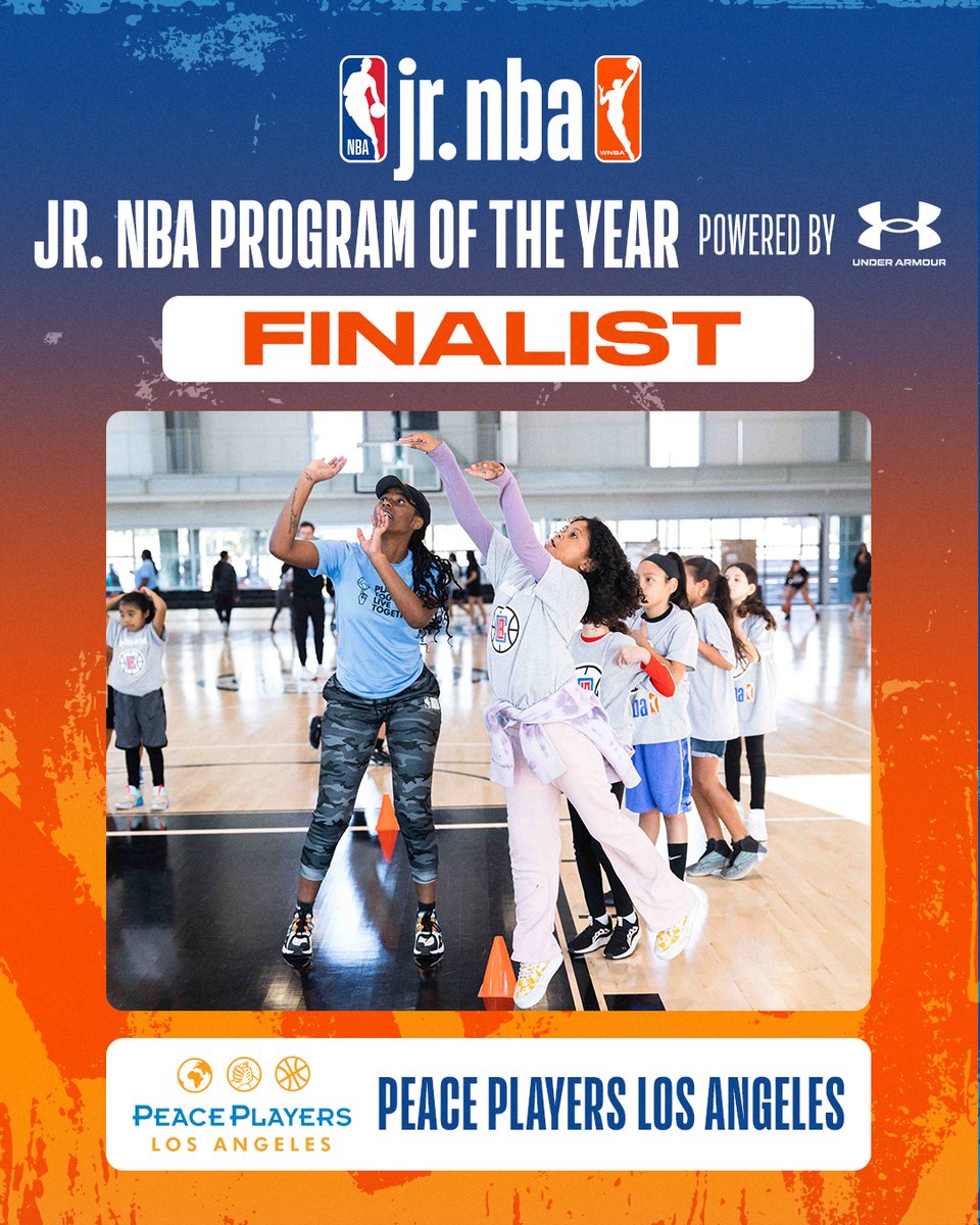PeacePlayers is a FINALIST for the #JrNBA Program of the Year powered by @UAbasketball ‼ @peaceplayers with the support of the @JrClippers use the power of sport to educate & inspire young people to create a more peaceful & equitable world. 🔥 VOTE at nba.jebbit.com/4ulrutp8?L=Twi…