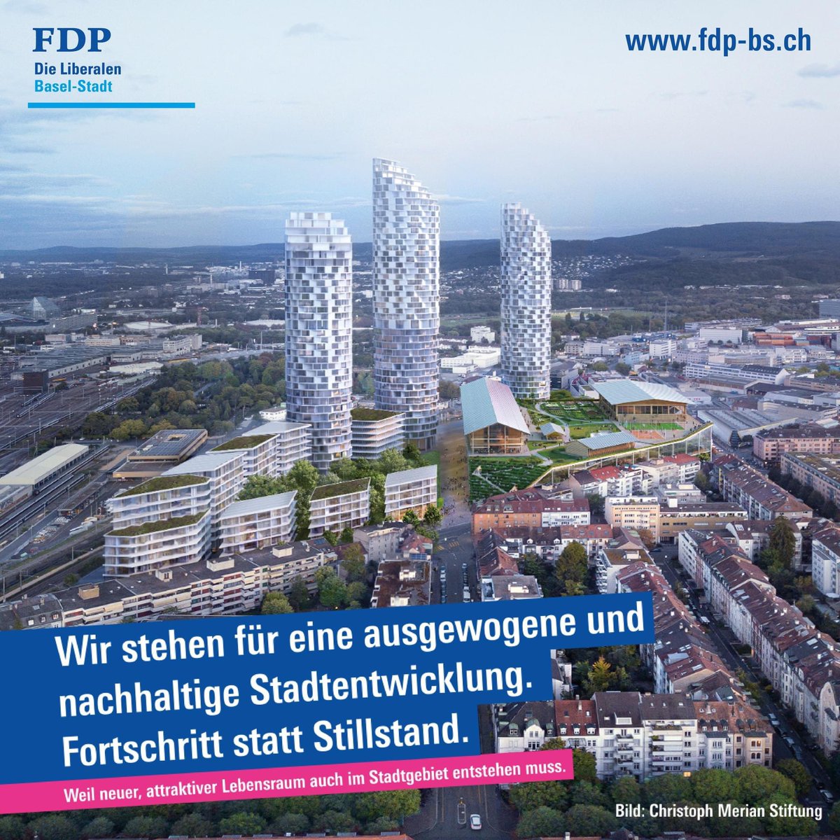 Wir stehen für eine attraktive #Stadtentwicklung, gerade innerhalb des
Stadtgebiets wie nun im Dreispitz.
➡️ Mehr Informationen auf fdp-bs.ch 

<a href="/FDPBasel/">FDP Basel-Stadt</a> #StarkeIdeenStarkePolitik #bürgergemeinderatswahlen