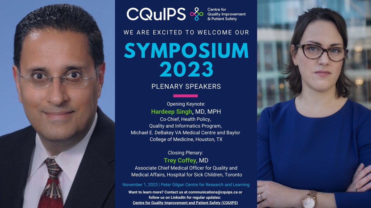 We are incredibly excited to welcome our plenary speakers for our CQUIPS Symposium on November 1, 2023! @trey_coffey_TO @HardeepSinghMD