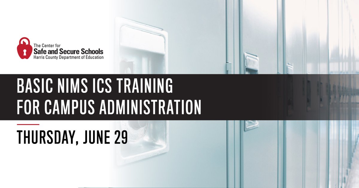 CSSS_hcde's tweet image. Don't let emergencies catch you off guard. Get prepared with our Basic NIMS ICS Training workshop. Learn how #IncidentCommandSystem is applied in a #SchoolEmergencyPreparedness context and become an effective responder. 

Register below. 
workshops.hcde-texas.org/prod/emc00/reg…