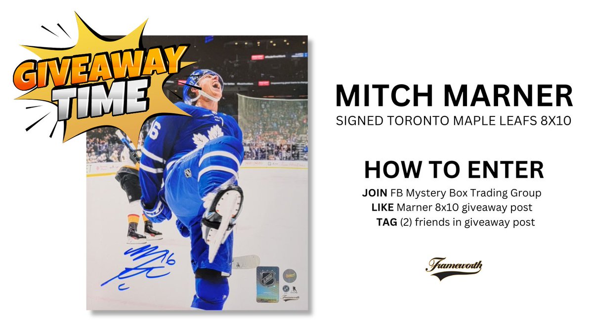 FrameworthSport's tweet photo. In celebration of the #FwSports Facebook #MysteryBox Trading Group reaching 700 members, we're excited to offer you the chance to WIN this #MitchMarner signed #TorontoMapleLeafs 8x10!
Enter #giveaway by joining the group
➡️https://t.co/qcMu0o9eZZ
#LeafsForever #Leafsnation https://t.co/9EFFgXjYa9