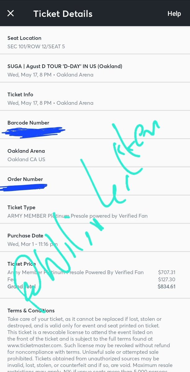 NilinSells's tweet photo. [WTS] Agust  D Suga concert oakland day 2.  May 17th

Sec 101 row 12

Platinum pricing original is 834.61. Lowest offer I will accept is 500, highest offer is 834.61. Has to go by this week. I can live screen share the ticket transfer. 

PayPal G &amp; S accepted. 

My DM is open. https://t.co/48RtsoTm8U