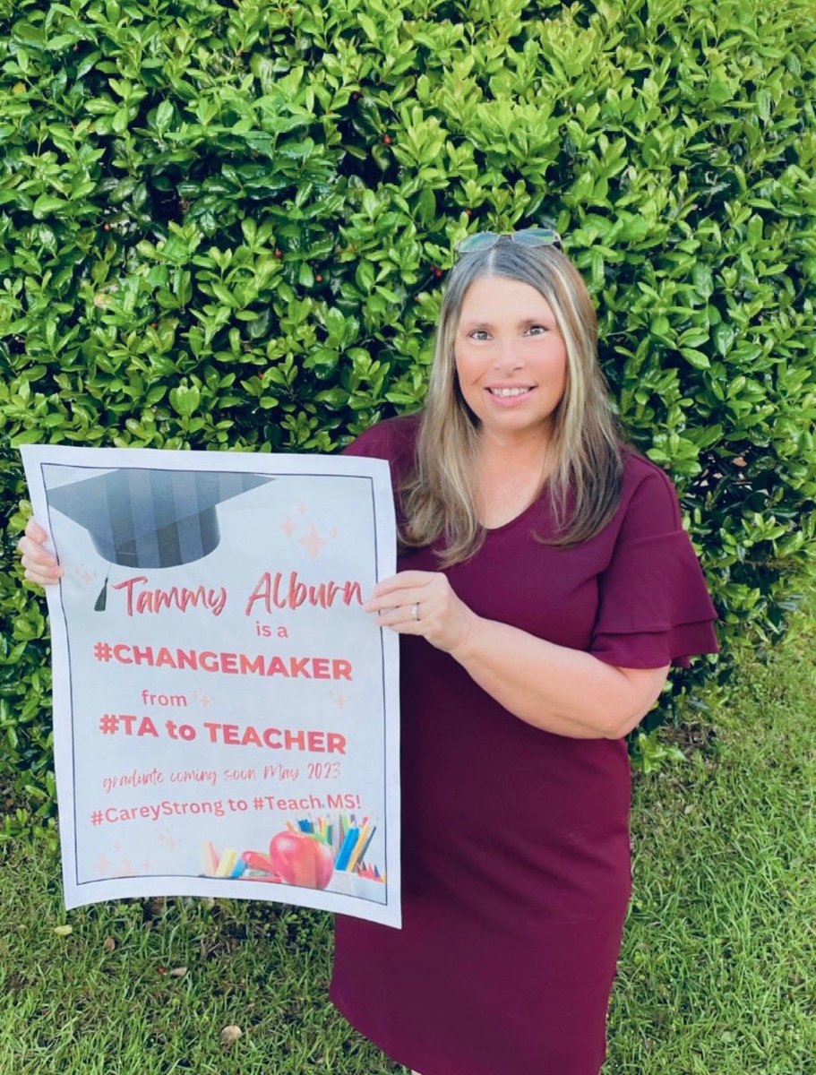 WCU_ED's tweet photo. Congratulations!! @WCU_ED Residency II student, Tammy Alburn is moving from a Teacher Assistant to a Teacher. She will be teaching at Bay Springs Elementary this fall. We are proud of you! #CareyStrong #TeachMS https://t.co/ocsKd5E1kj