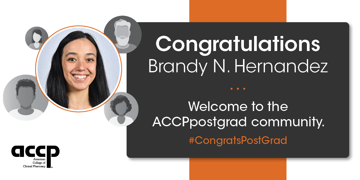 ACCPpostgrads's tweet photo. Congratulations @branciclovir! The @ACCPpostgrads community looks forward to supporting your pursuit of PGY1 pharmacy residency training at the @MayoClinic Hospital. #CongratsPostGrad #RxMatch2023 https://t.co/32e9fIxwuq