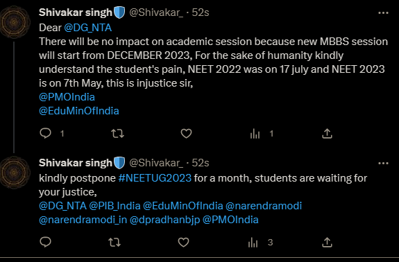 Shivakar_'s tweet photo. @DG_NTA @PIB_India @EduMinOfIndia @dpradhanbjp
@narendramodi @narendramodi_in @PMOIndia
Students are like growing branches for a tree depicted country, kindly don't cut these branches by your ignorance or injustice, 
#NEETUG2023POSTPONE 
#postponeNEETUG2023 
#PostponeNEETUG https://t.co/gptfhf7cTw