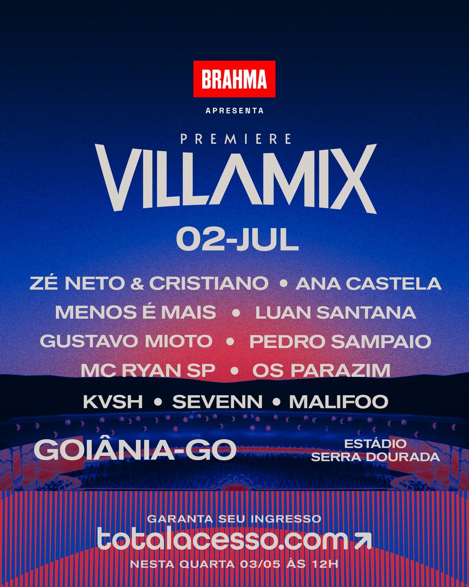 ✨ Grandes astros da música vão brilhar em nossa Premiere Oficial! ✨

Dia 02 de julho, nosso mundo vai girar ao redor do som 💫

Ingressos disponíveis amanhã ao meio dia 🎟

🌟Confira o line-up: