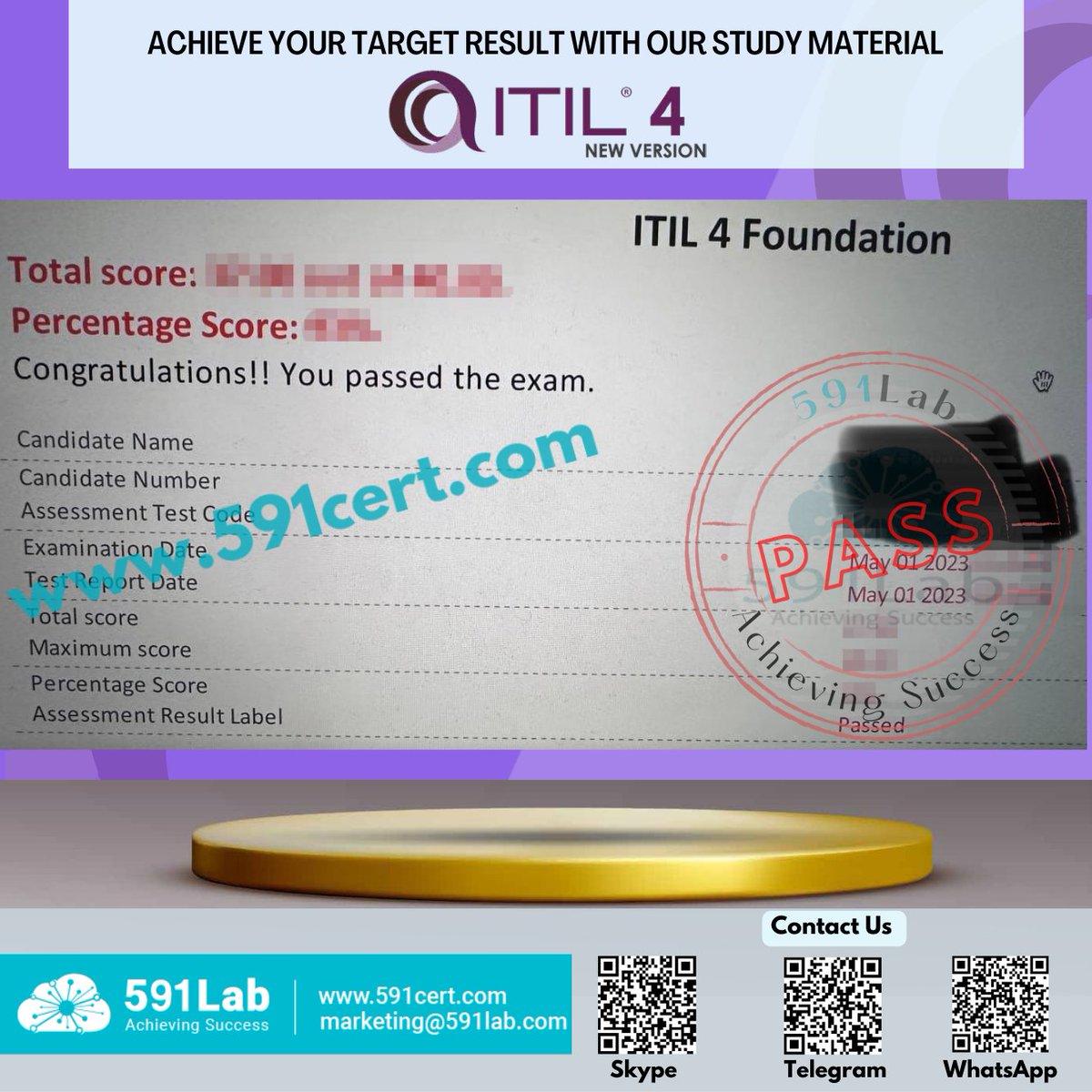 591Lab's tweet photo. Check Our Recent ITIL-ITIL4 Foundation PASS On 01st May from 591LAB.
Visit https://t.co/ic8sDkGrlc for more details.
#certcollection #certcommunity #591lab #591cert #itil #itilcertification #proxy #informationtechnology #jobopportunities2023 https://t.co/KK4IuhpOZC