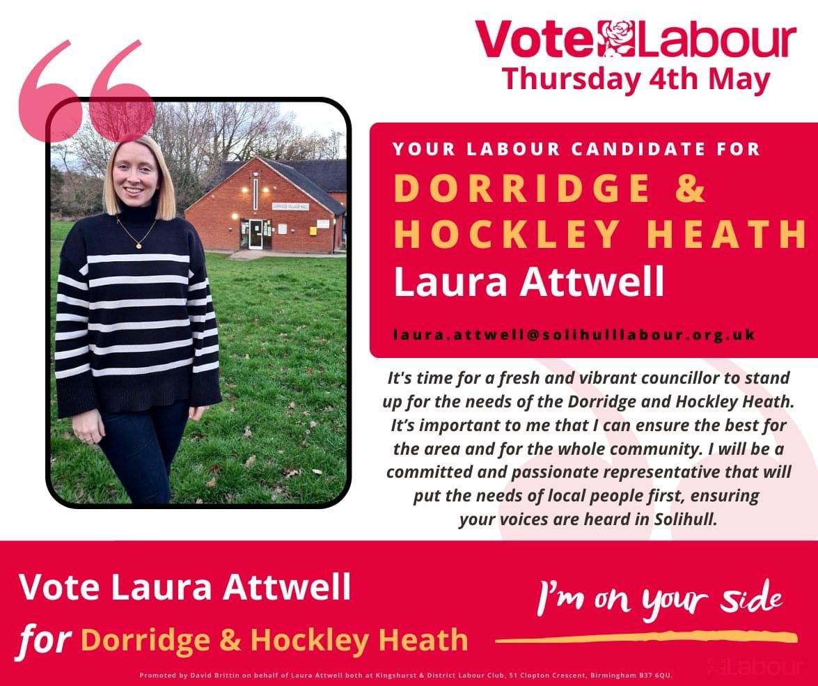 Laura will be a fresh voice for Dorridge and Hockley Heath if elected on Thursday.