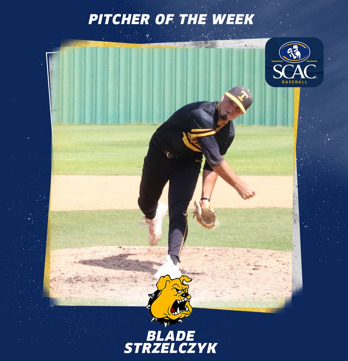 Blade Strzelczyk of <a href="/tluathletics/">TLU Bulldogs</a> secures final #SCACBsb Pitcher of the Week honor of 2023!⚾️

📰 | bit.ly/40WMGPs

#SCACPride | #d3baseball