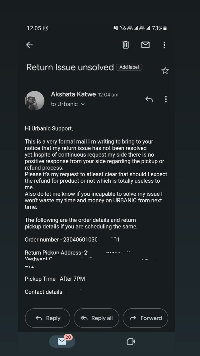 AkshataKatwe's tweet photo. I would like to share the worst experience I have ever faced from the services of any online e-commerce site. Urbanic is one of the top-level shopping apps, and having such experience from it was very disappointing. https://t.co/JZ2UVxbYnX