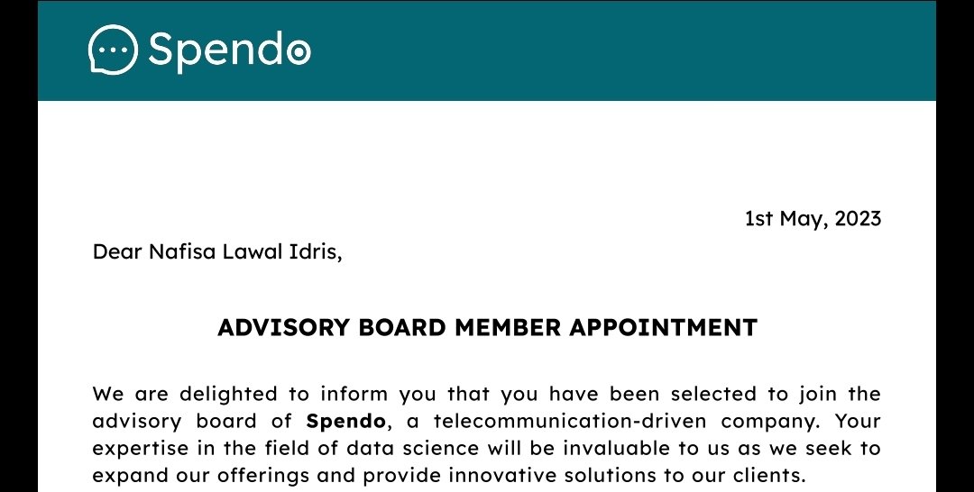 FeenahNafeesah's tweet photo. I am humbled to announce that I have been appointed to the Advisory Board @getspendo. It is an honour to work with such a talented team and I am excited to leverage my expertise to help drive financial growth and security for their clients.
#Spendo #AdvisoryBoard #womenintech https://t.co/7Vl8THDy2K