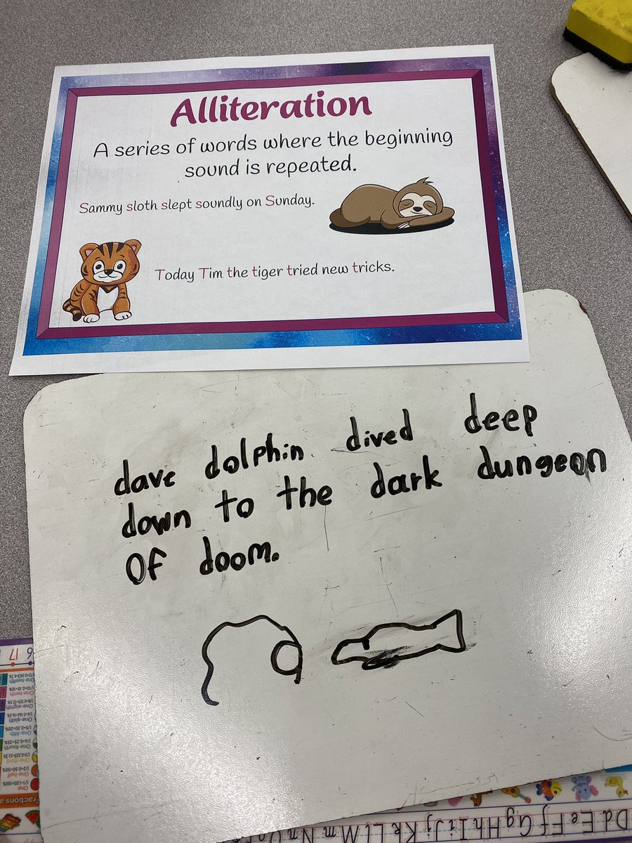 McFarlanesClass's tweet photo. Check out this alliteration from one of our grade 2 students ! We love making different kinds of sentences starting with the same sound! https://t.co/dyRFZ5Yros