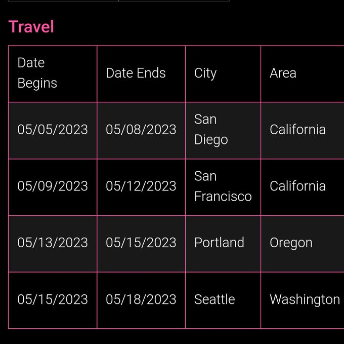 New tour dates! San Diego May 5th-8th #SanFrancisco May 9th-12th #Portland May 12th-15th Seattle May<a href="/tag/sanfrancisco"class="tags">#SanFrancisco</a><a href="/tag/portland"class="tags"><span>#portland</span></a><a href="/tag/session"class="tags"><span>#session</span></a>