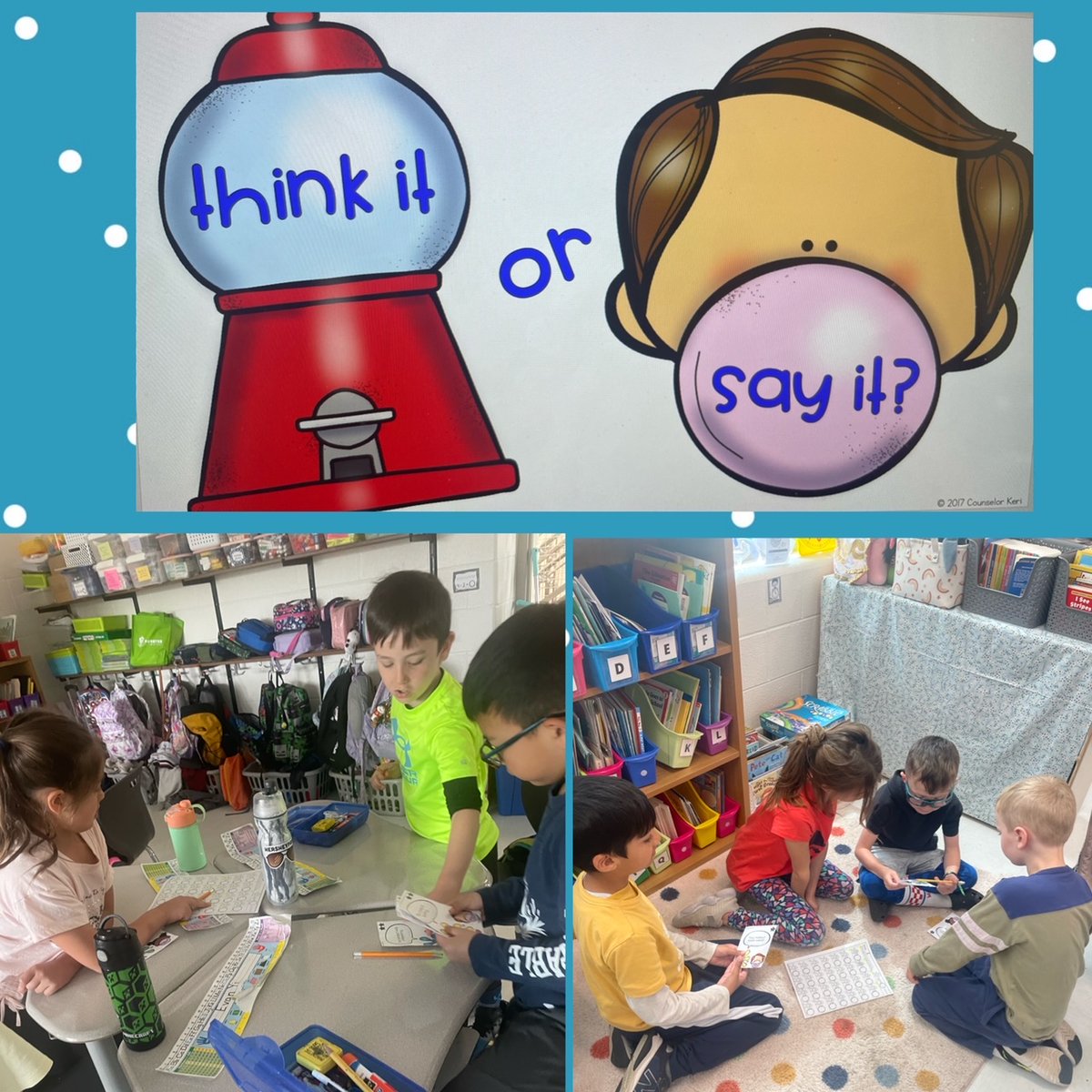 In our counseling lessons students have been learning about the power of our thoughts and words. We have been practicing the skill of "think it or say it". Ask your honeybee about bubble and sticky thoughts <a href="/HovatterES/">Hovatter Elementary</a>