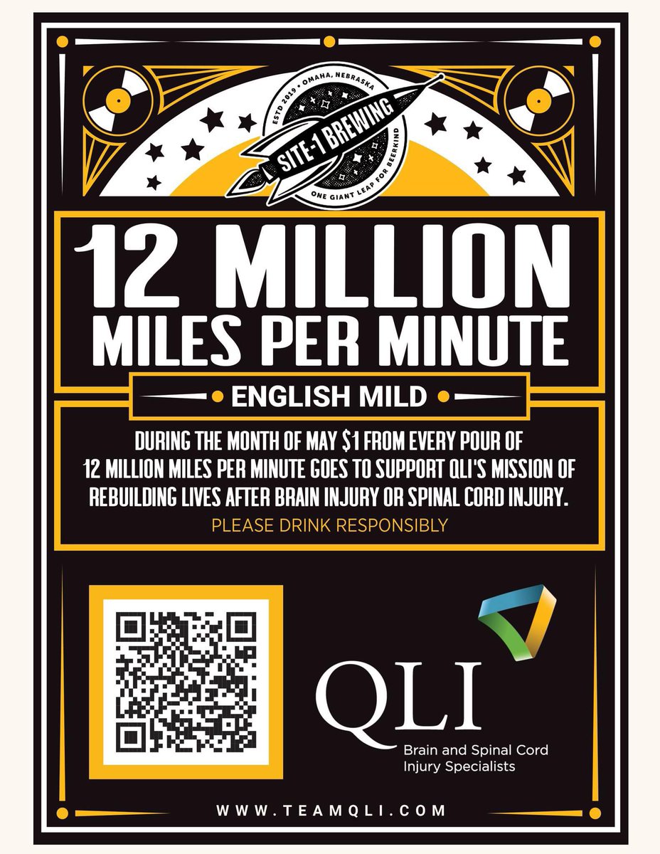 QLIRehab's tweet photo. For every pour of their delicious English Mild ale, 12 Million Miles Per Second, $1 will go to QLI to support our mission.
@Site1brewing 
#drinkresponsibly https://t.co/WM20TGSD2t