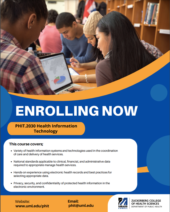 UMLPublicHealth's tweet photo. 🌟NOW ENROLLING🌟 

Searching for that last elective to fill your summer schedule? Look no further! Enroll in Health Information Technology (PHIT.2030) today to learn the ins and outs of this emerging field within public health. https://t.co/5XNr5cQ665