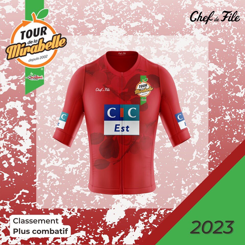 Présentation des Maillots
Maillot Rouge <a href="/cic/">CIC</a> du coureur le plus combatif 
 CIC  accompagne au plus près ses clients dans leurs vies de tous les jours en étant présent dans 17 départements de l’Est de la France.
Palmarès :
2022 : Maël Savignard 
2021 : Yan Gras 
<a href="/TeamMacadamsCow/">Team Macadam's Cowboys</a>