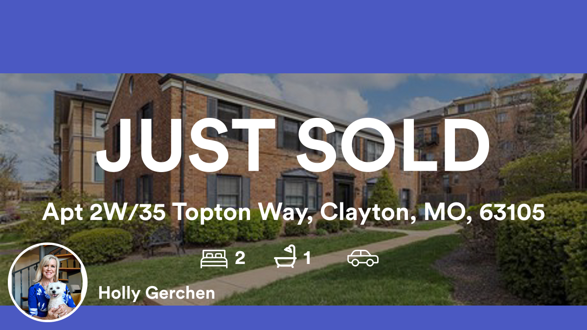 HollyGerchen's tweet photo. 🛌 2 🛀 1
📍 Apt 2W/35 Topton Way, Clayton, MO, 63105

My latest sale on RateMyAgent.
 2012008377
https://t.co/XSjpGRsNU1

...
#ratemyagent #realestate #eXp_Realty_LLC https://t.co/vExvgHnmG8